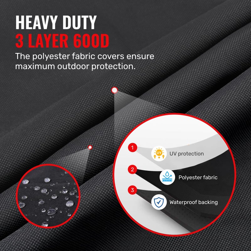 Grillman Grill Cover, BBQ Outdoor Grill Covers, Charcoal, Gas Grills, Waterproof, Rip-Proof, Weather-Resistant, Anti-UV, Barbecue Cover for Weber, Genesis, Charbroil, Nexgrill, etc (Black, 58 Inch) - Image 4